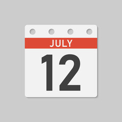Icon page calendar day - 12 July