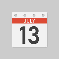 Icon page calendar day - 13 July