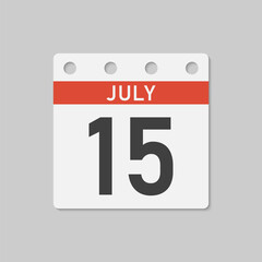 Icon page calendar day - 15 July