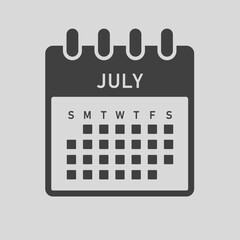 Vector template icon page calendar, month July