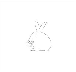 A sitting rabbit vector line art work.