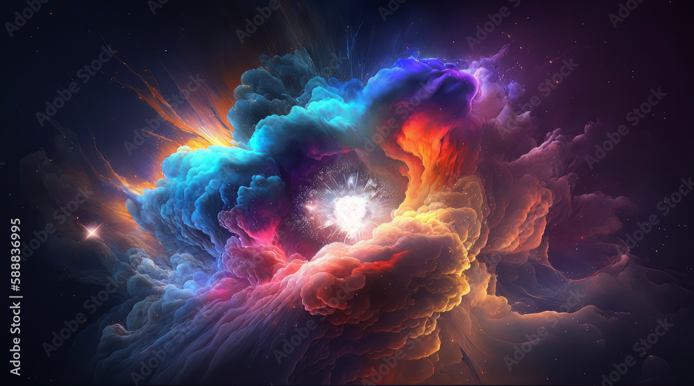 Poster galactic color explosion background. generative ai