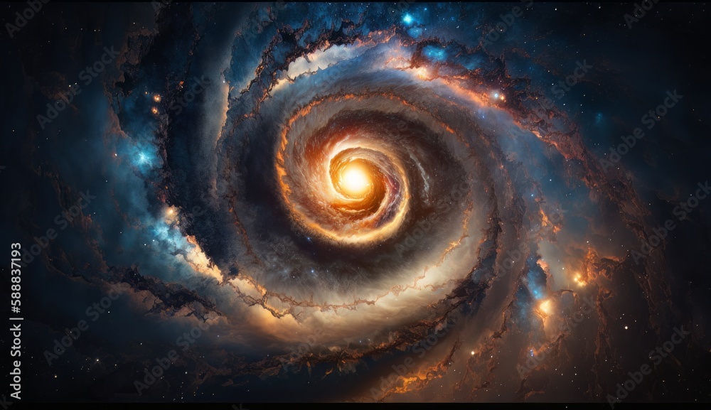 Poster spiral galaxy in space. generative ai
