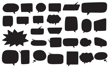Collection of speech bubbles silhouettes. Vector illustration isolated on a white background