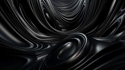 An abstract black background with wavy lines and curves in the center of the image, with a black background with a black background and a white background. Generative ai