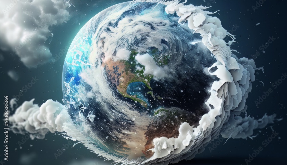 Poster ultra realistic earth from space dolly zoom. generative ai