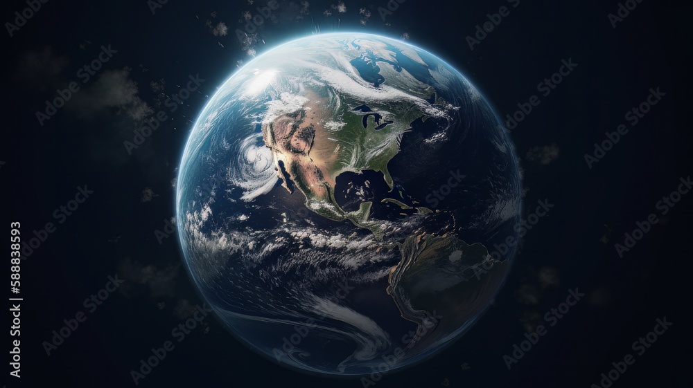 Poster ultra realistic earth from space dolly zoom. generative ai