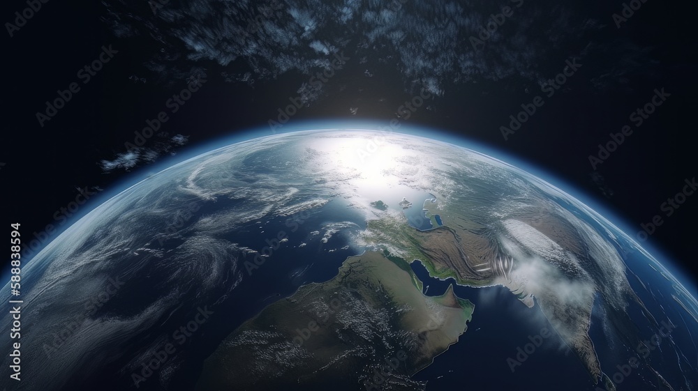 Poster ultra realistic earth from space dolly zoom. generative ai