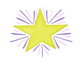 Yellow star illustration in 90s style Colorful abstract shape Png clipart for card creating, invitations, scrapbook, web design, templates, social media. 