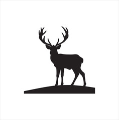 A standing deer silhouette vector art.