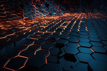 Obraz premium Fondo futurista, abstracto de hexagonos, oscuro. AI generative