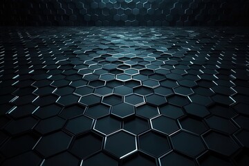 Naklejka premium Fondo futurista, abstracto de hexagonos, oscuro. AI generative
