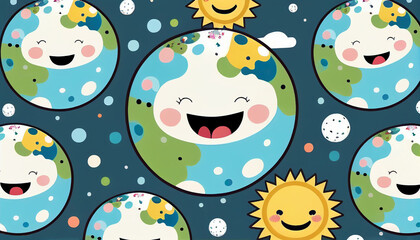 happy earth pattern, earth celebration card