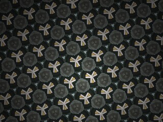 black background with ribbon hexagon dot