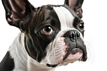 Charming and Playful: Adorable Boston Terrier Dog on White Background