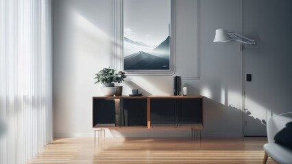 House minimalist interior with modern furniture design concept. Generative AI