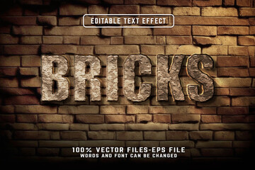 Bricks 3d modern editable text effect style