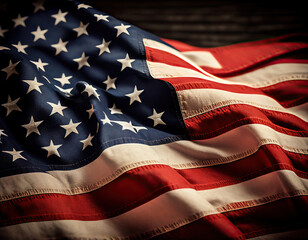 American flag background image, red white and blue Independence Day. Generative AI