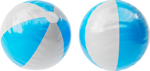 3d render of beach ball with blue stripes