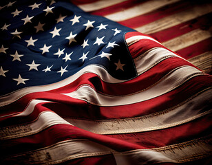 American flag background image, red white and blue Independence Day. Generative AI