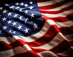 American flag background image, red white and blue Independence Day. Generative AI