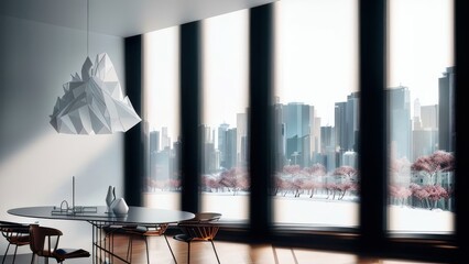 Fototapeta na wymiar House minimalist interior with modern furniture design concept. Generative AI