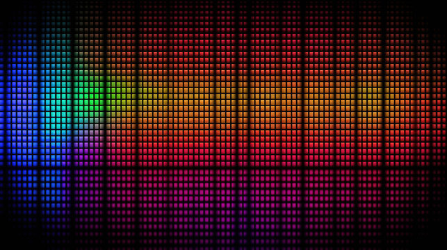 Led neon screen background. Digital screen computer monitor color pixel texture. Generative Ai