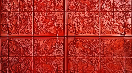 Red ceramic tile background. Generative Ai