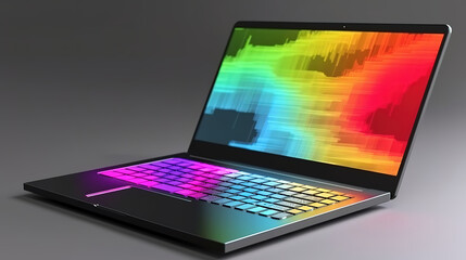 Laptop with analytical data, Bright color. Generative Ai