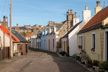 3 April 2023. Seatown,Cullen,Moray,Scotland. This is some street architecture within the old fishing town part of Cullen on the Moray Coast on a very sunny April afternoon in Spring.