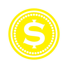 dollar coin icon, coin icon, flat illustration of coin, vector icon, coin sign symbol