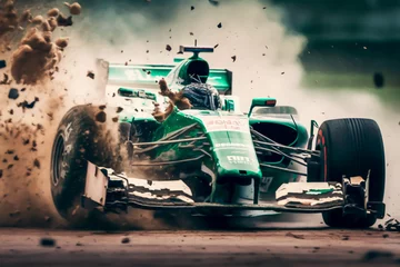 Foto op Canvas Formula 1 one car accident, concept, illustration, generative ai © VicenSanh