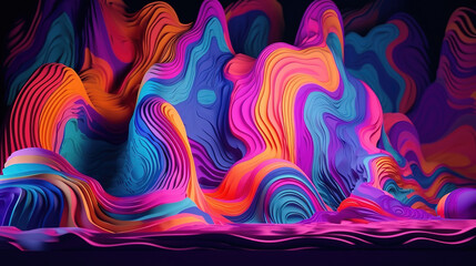 Fototapeta na wymiar Colorful wallpaper with layered liquid marbling effect, Bright color. Generative Ai
