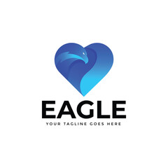 Gradient Eagle Love Logo Design Template