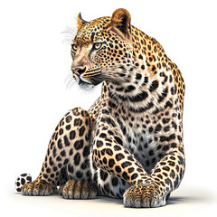 leopard in front of white background, AI generated