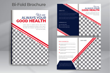 Medical Tests Bifold Brochure Template Design  Booklet Mockup Set With 4 Page