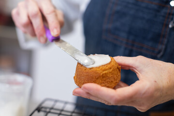 Pastry chef making sweets, rugelach and croasant