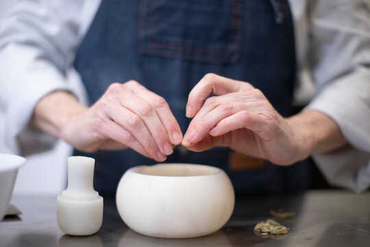 Pastry chef making sweets, rugelach and croasant