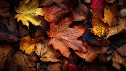 Autumn Leaves. Wallpaper with orange and brown colors. Generative AI