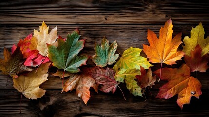 Naklejka na ściany i meble Autumn Leaves. Wallpaper with orange and brown colors. Generative AI
