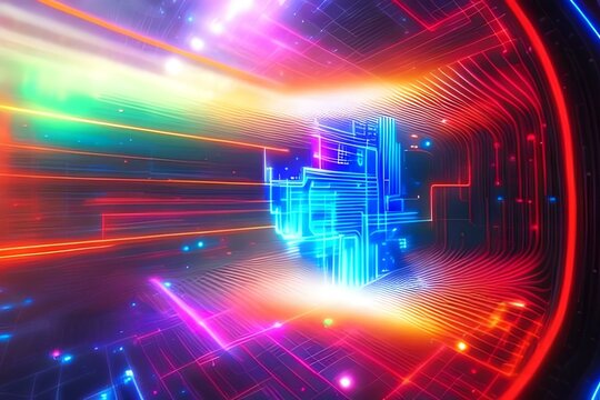An abstract background representation of data being processed and analyzed by an AI system. Generative AI