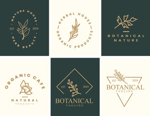 set of minimalist Botanical Hand Drawn logo design 