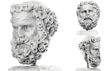 Obraz premium Majestic 3D render of a Bearded Man's Head, perfect for Renaissance-themed projects. 