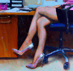  elegant businneswoman in her office at her desk created with generative AI technology