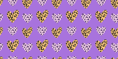 Cheetah Leopard Animal Skin Heart Seamless Pattern