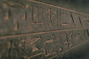 Ancient egyptian hieroglyphs on stone, egypt