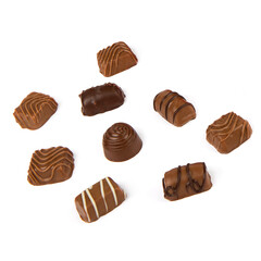Chocolate sweets isolated on white background.
