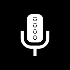 icon vintage microphone vector on white background. Mic silhouette. Music, voice, record icon. Recording studio symbol. 