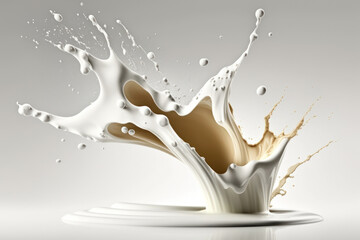 Splash milk on white background, Generative AI