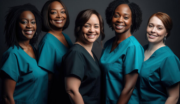 Empowering Women in Workplace: Celebrating International Women's Day with Diversity Equity Inclusivity in the Industry with Multiracial Female Nurse, generative AI